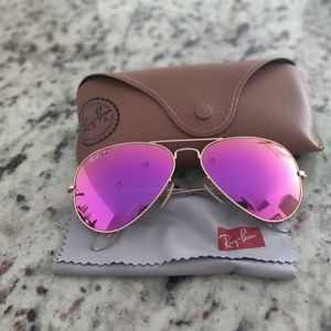 Ray Ban aviator pink mirror polarized 58mm